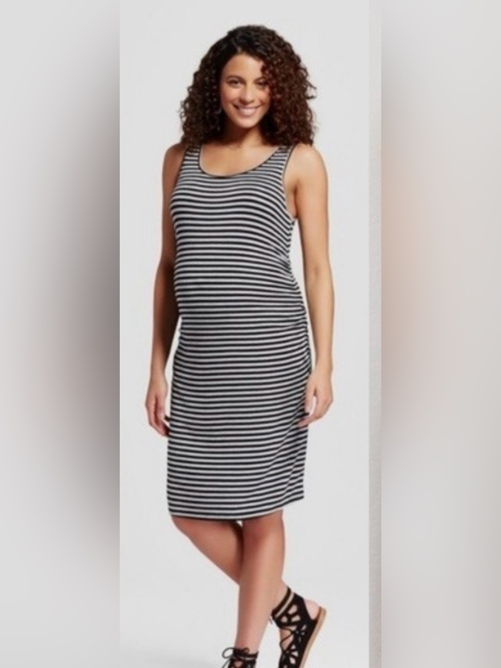 Liz Lange Maternity Extra Small XS Striped Black and Grey Tank Dress Bump